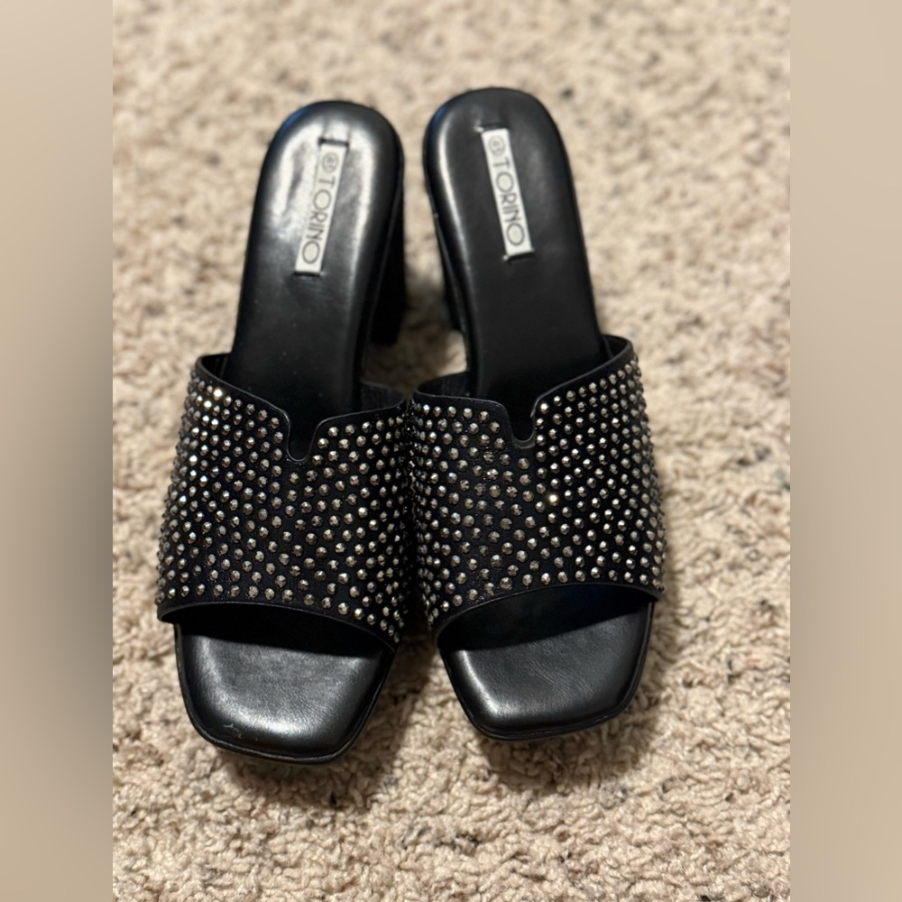New  black‎ crystal sandals size 10 US 41 Uk